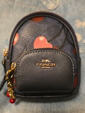 COACH🍒 Mini Court Backpack Coin Pouch Bag Charm🍒Mini Cherry🍒 Charm Incld Nwt